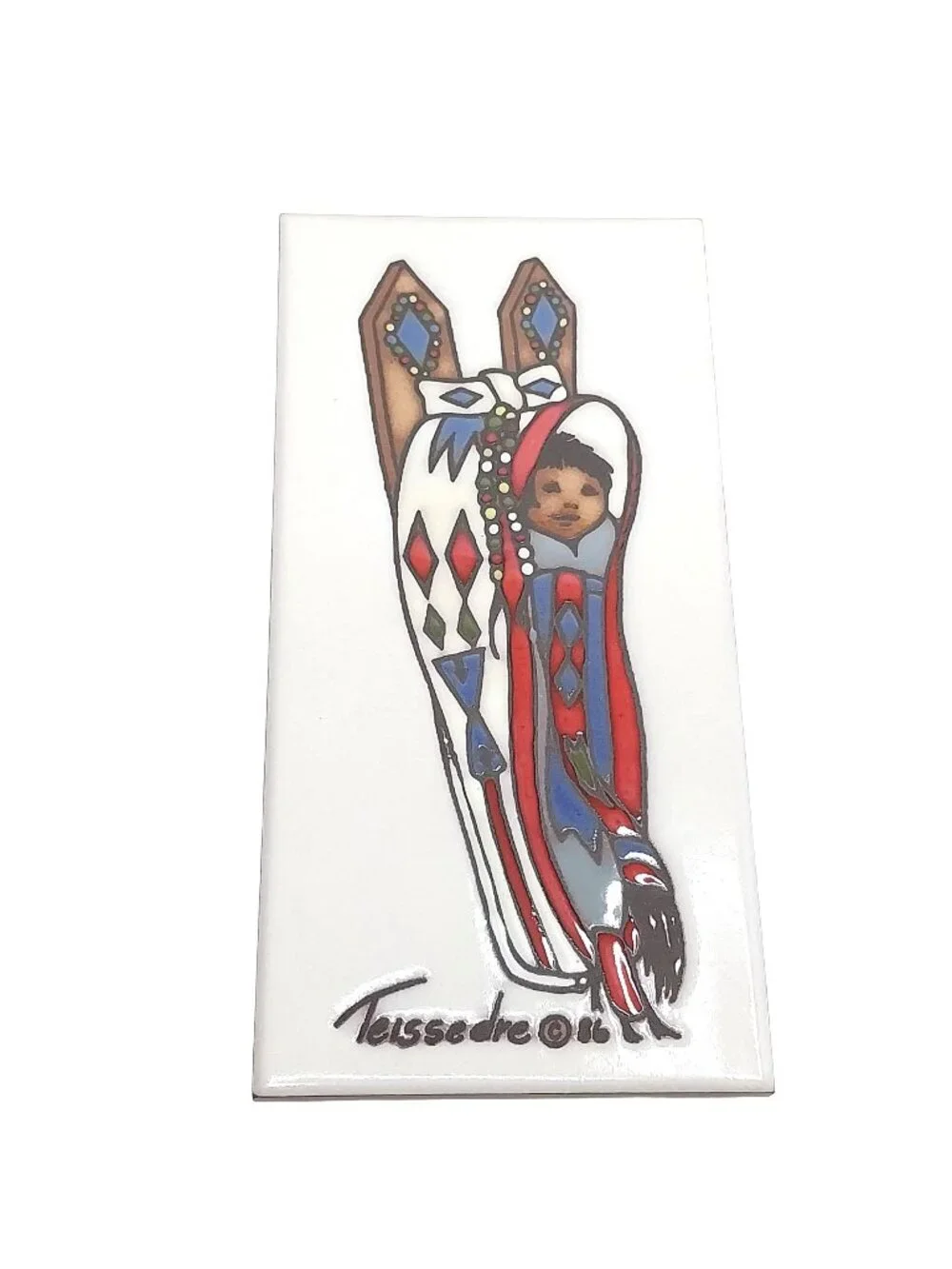 Cleo Teissendre Southwestern Native American Papoose 8x4 Wall Tile Trivet